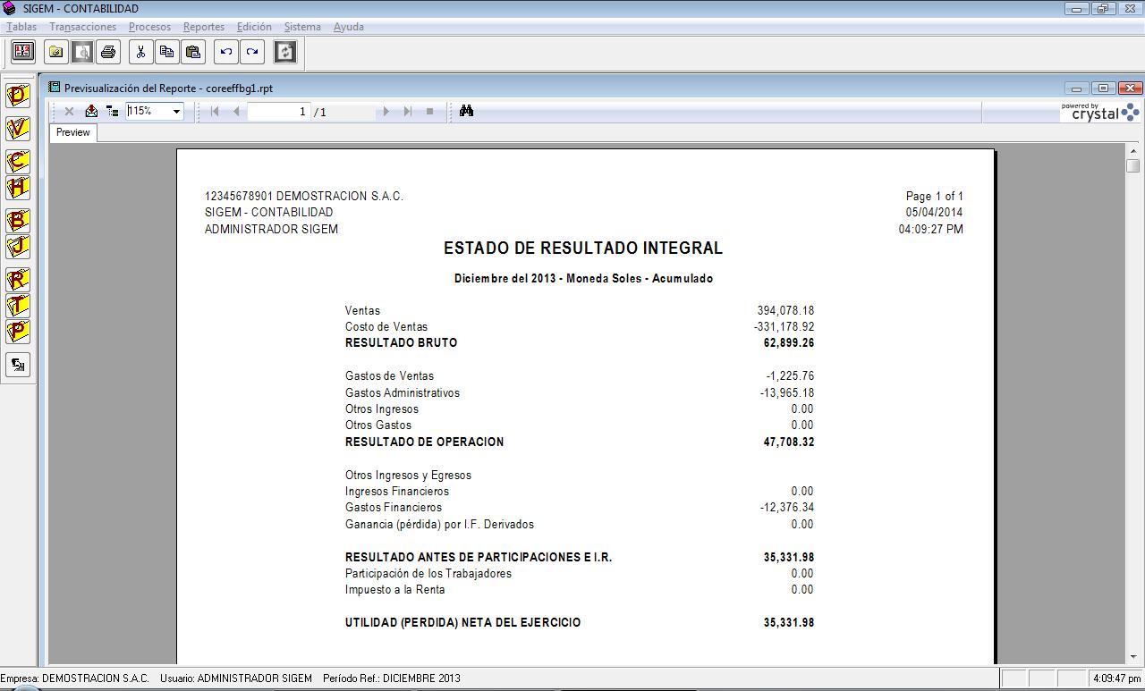 Estado de Resultado Integral